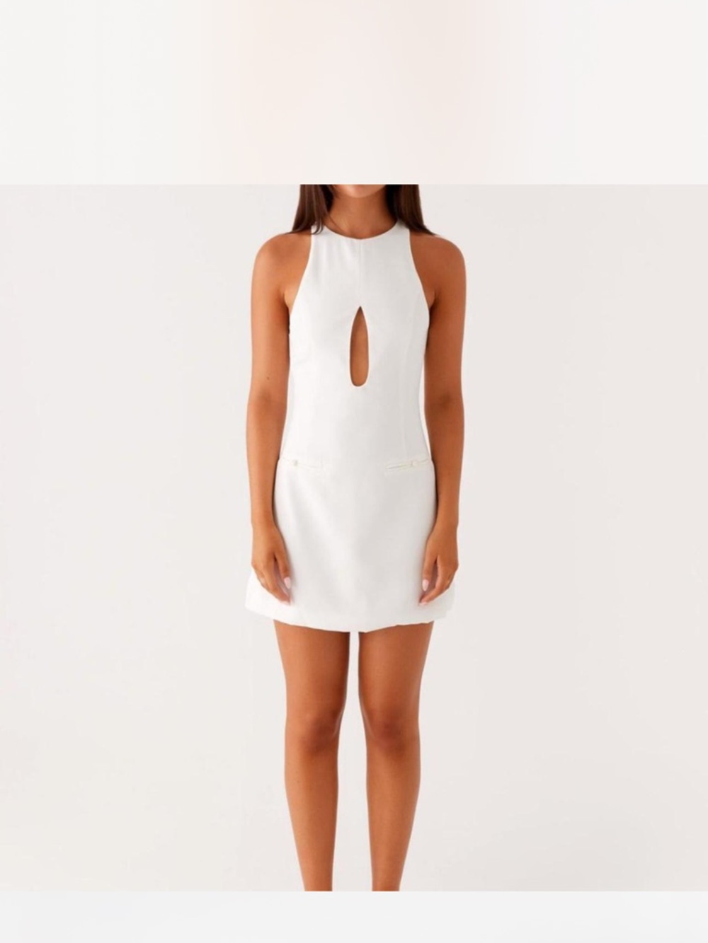 Peppermayo White Keyhole Halter Mini Dress